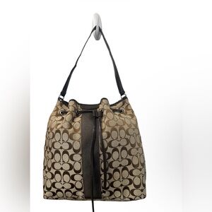 Coach Signature Stripe Drawstring Shoulder Bag